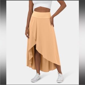 Breezeful High Waisted High Low Ruffle 2-in-1 Flowy Quick Dry Casual Maxi Skirt